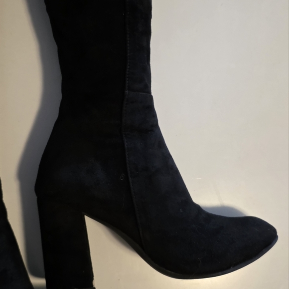 Elegant 100% Suede Black Over-the-Knee Women's Boots EU 7 - Picture 8 of 10